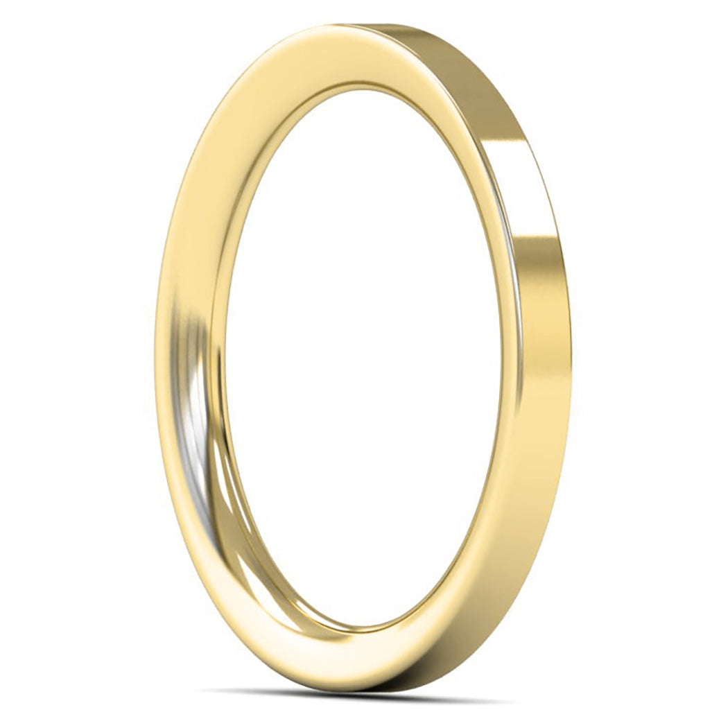 18ct Yellow Gold 2mm Heavy Weight Flat Court Wedding Ring