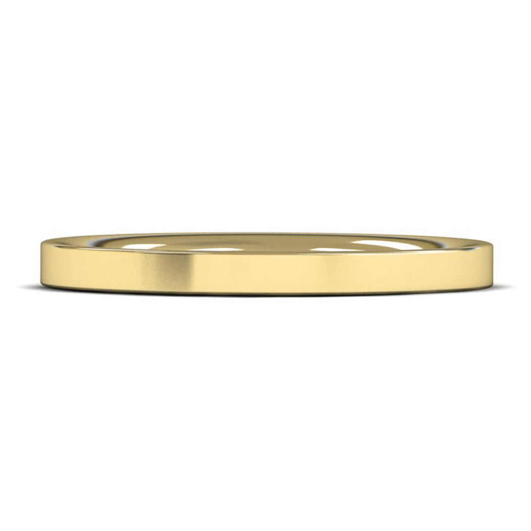 18ct Yellow Gold 2mm Heavy Weight Flat Court Wedding Ring