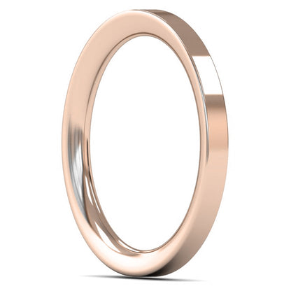 9ct Rose Fairtrade Gold 2mm Heavy Weight Flat Court Wedding Ring