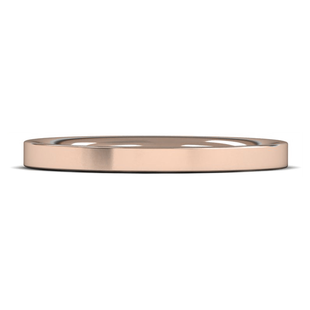 9ct Rose Gold 2mm Heavy Weight Flat Court Wedding Ring