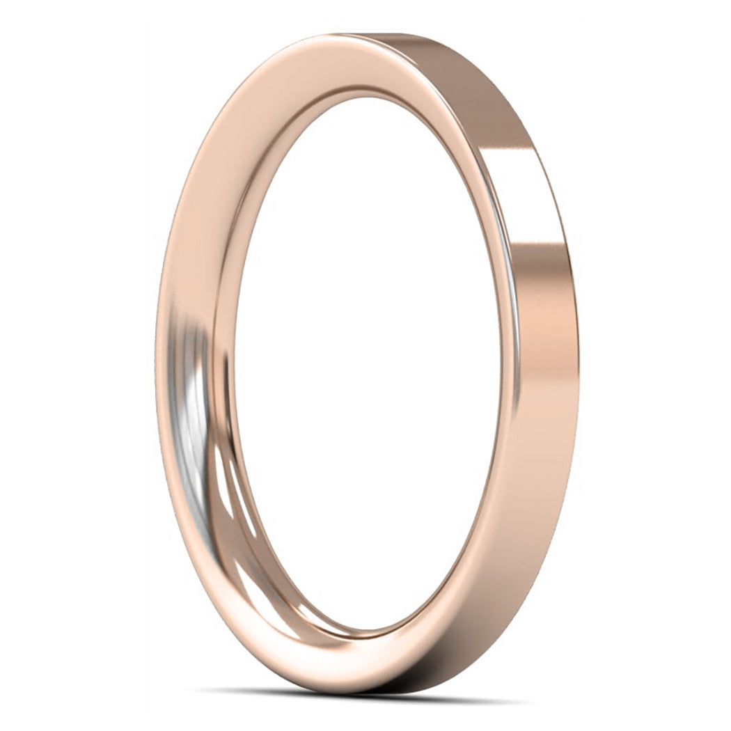 14ct Rose Fairtrade Gold 2.5mm Heavy Weight Flat Court Wedding Ring