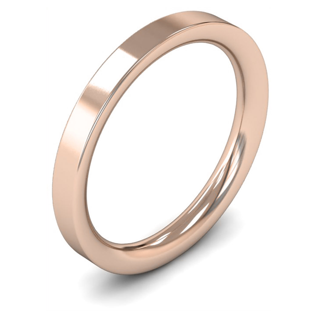 14ct Rose Gold 2.5mm Heavy Weight Flat Court Wedding Ring