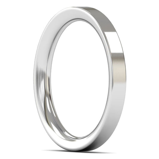 14ct White Fairtrade Gold 2.5mm Heavy Weight Flat Court Wedding Ring