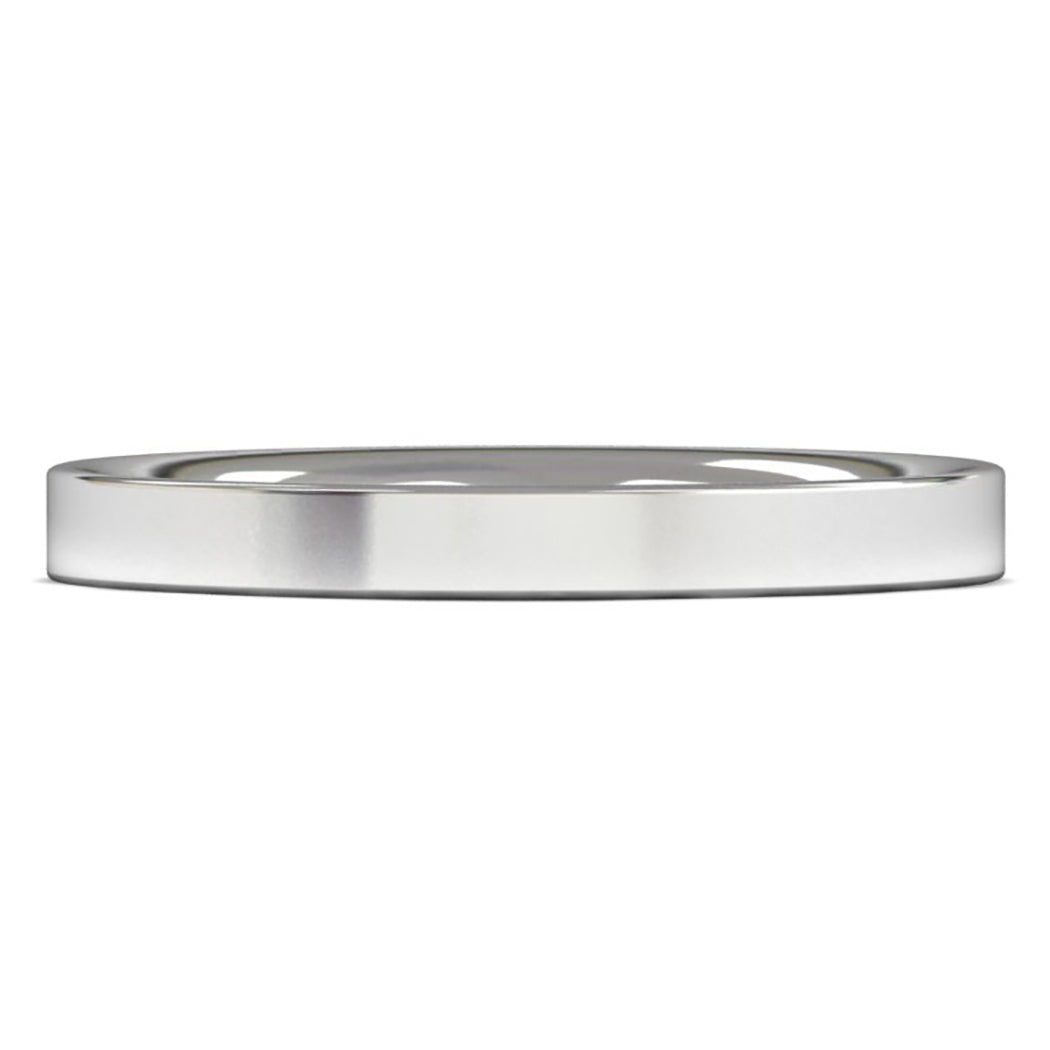 14ct White Fairtrade Gold 2.5mm Heavy Weight Flat Court Wedding Ring