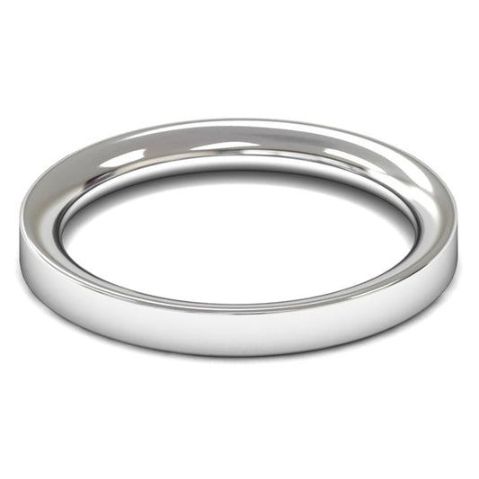18ct White Gold 2.5mm Heavy Weight Flat Court Wedding Ring