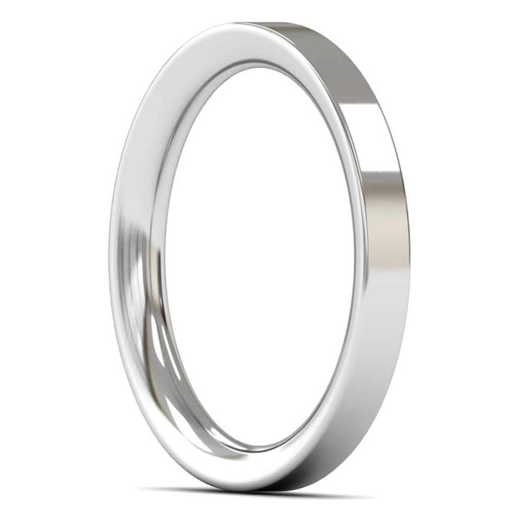 18ct White Gold 2.5mm Heavy Weight Flat Court Wedding Ring