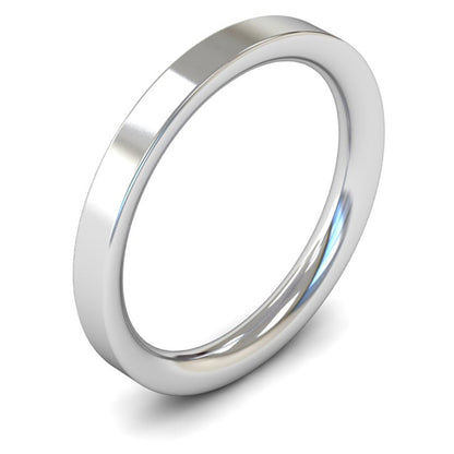 9ct White Fairtrade Gold 2.5mm Heavy Weight Flat Court Wedding Ring