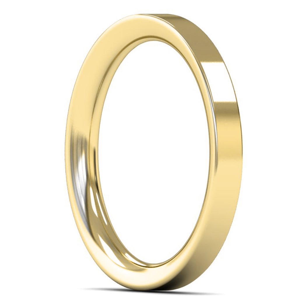 9ct Yellow Gold 2.5mm Heavy Weight Flat Court Wedding Ring