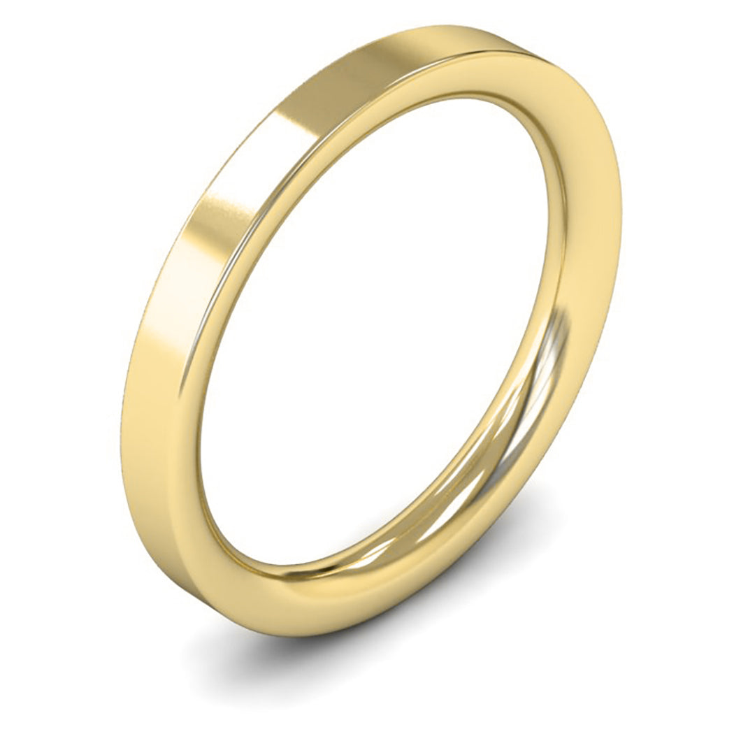 9ct Yellow Gold 2.5mm Heavy Weight Flat Court Wedding Ring