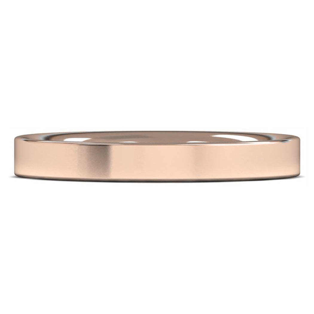 14ct Rose Fairtrade Gold 3mm Heavy Weight Flat Court Wedding Ring