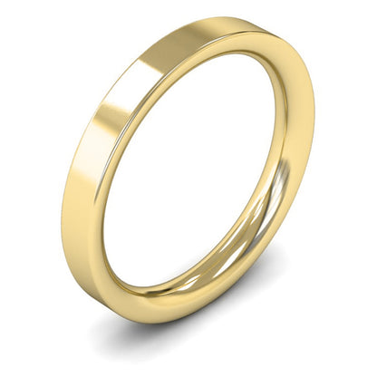 14ct Yellow Gold 3mm Heavy Weight Flat Court Wedding Ring
