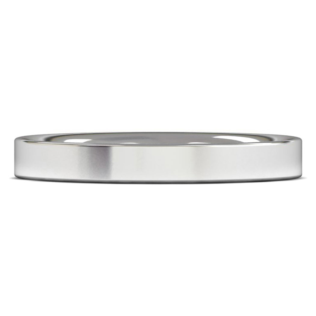 18ct White Gold 3mm Heavy Weight Flat Court Wedding Ring