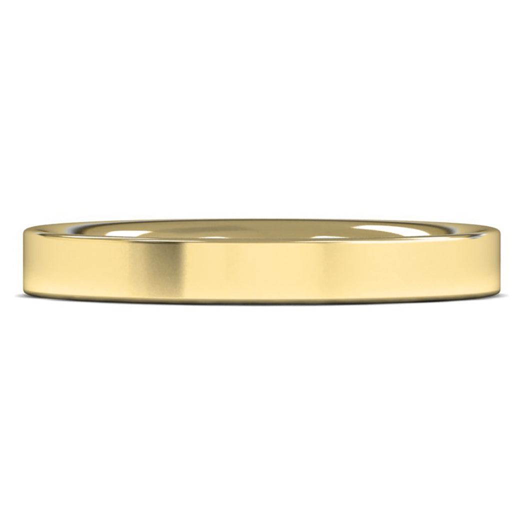 18ct Yellow Gold 3mm Heavy Weight Flat Court Wedding Ring