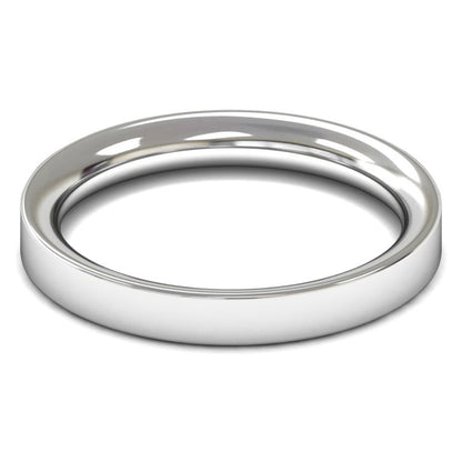 9ct White Fairtrade Gold 3mm Heavy Weight Flat Court Wedding Ring