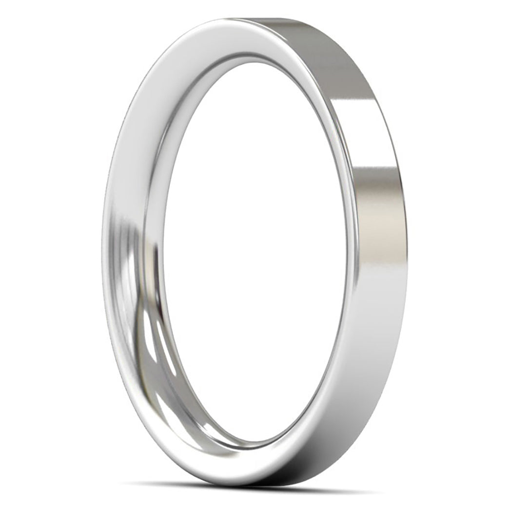Platinum 950 3mm Heavy Weight Flat Court Wedding Ring