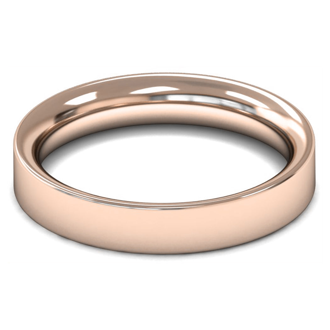 14ct Rose Gold 4mm Heavy Weight Flat Court Wedding Ring