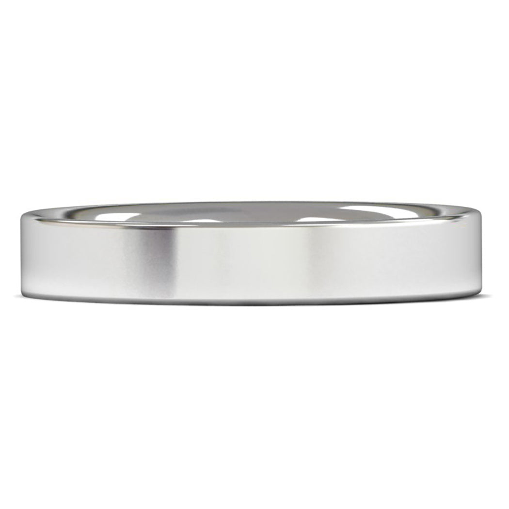 14ct White Fairtrade Gold 4mm Heavy Weight Flat Court Wedding Ring