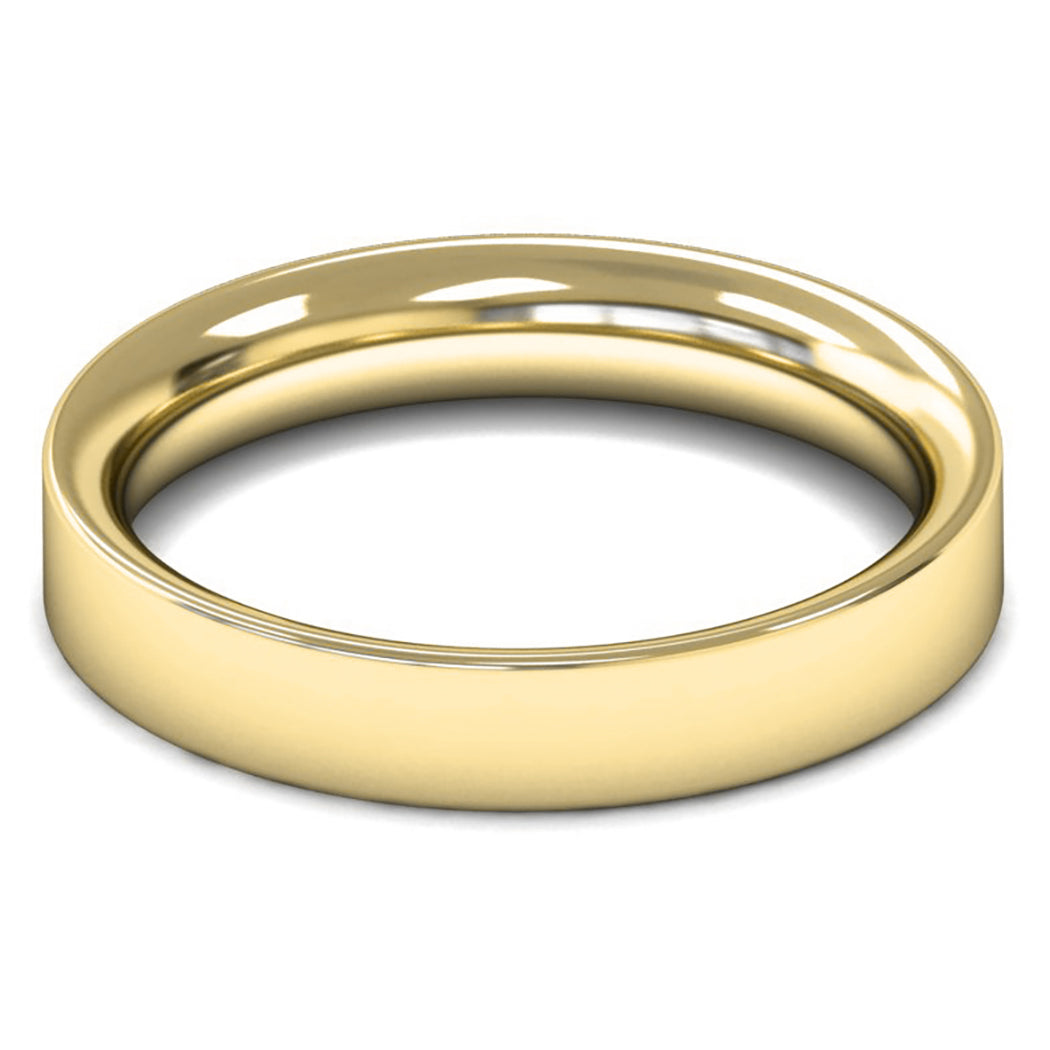 14ct Yellow Fairtrade Gold 4mm Heavy Weight Flat Court Wedding Ring