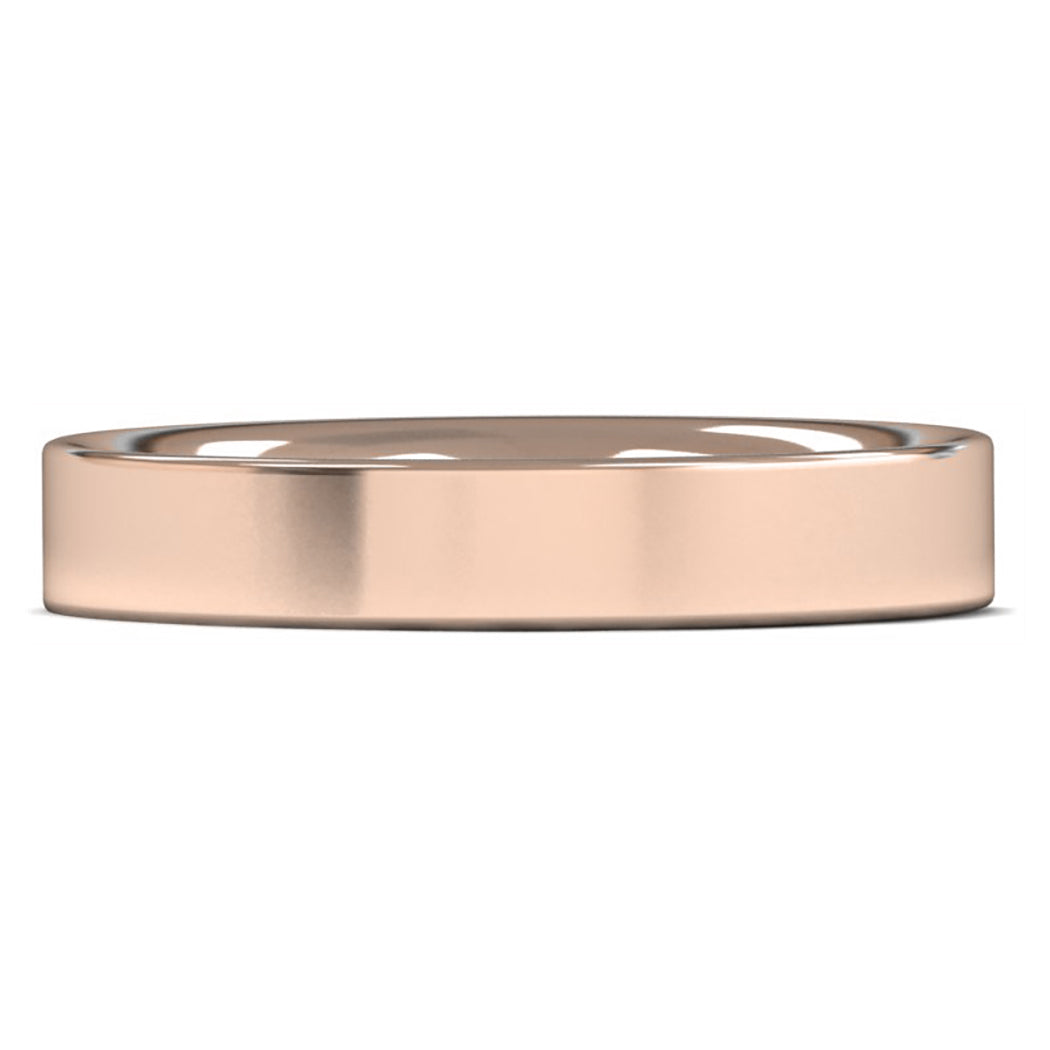 18ct Rose Fairtrade Gold 4mm Heavy Weight Flat Court Wedding Ring