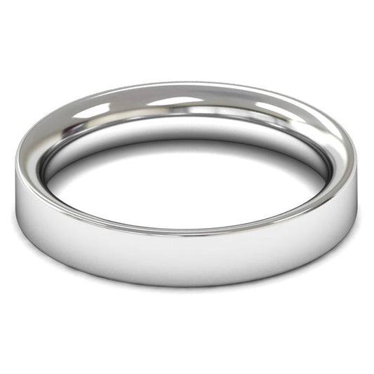 18ct White Gold 4mm Heavy Weight Flat Court Wedding Ring