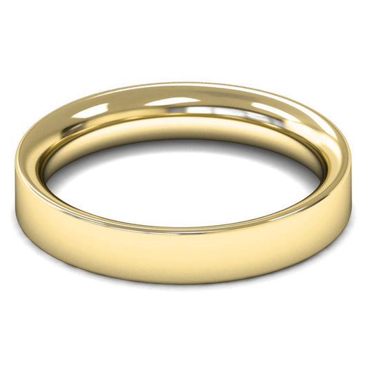 18ct Yellow Gold 4mm Heavy Weight Flat Court Wedding Ring
