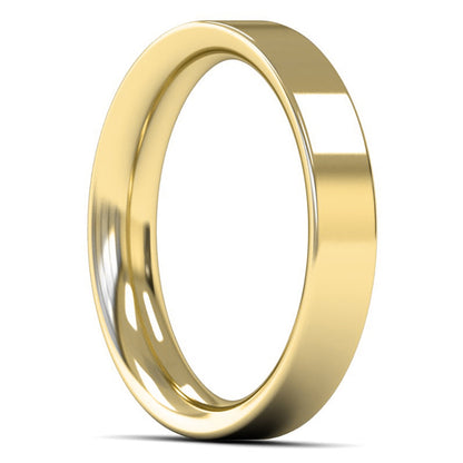 18ct Yellow Fairtrade Gold 4mm Heavy Weight Flat Court Wedding Ring