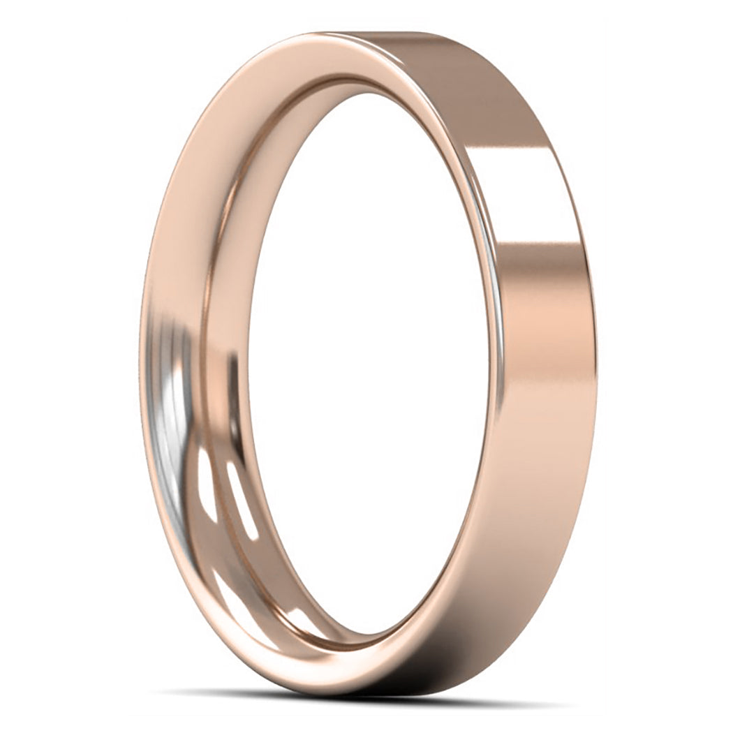 9ct Rose Fairtrade Gold 4mm Heavy Weight Flat Court Wedding Ring