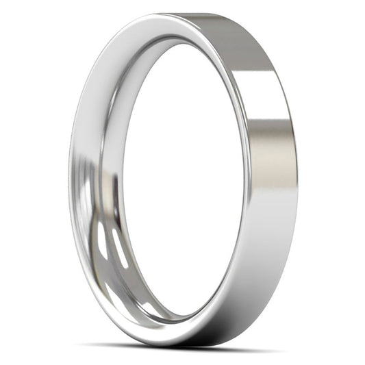9ct White Fairtrade Gold 4mm Heavy Weight Flat Court Wedding Ring