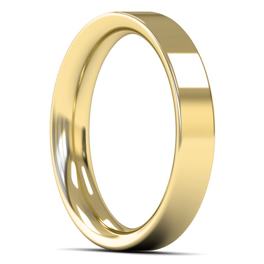 9ct Yellow Fairtrade Gold 4mm Heavy Weight Flat Court Wedding Ring