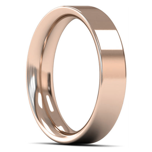 14ct Rose Gold 5mm Heavy Weight Flat Court Wedding Ring