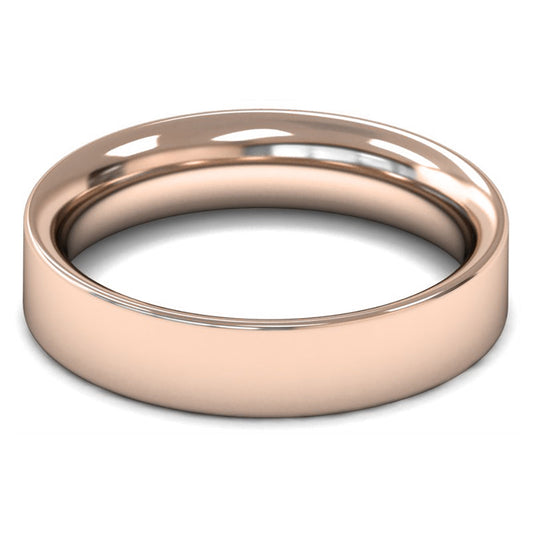 18ct Rose Fairtrade Gold 5mm Heavy Weight Flat Court Wedding Ring