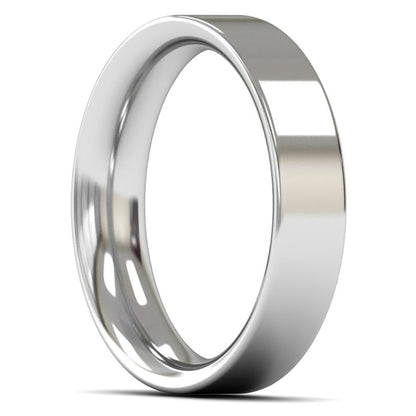 18ct White Gold 5mm Heavy Weight Flat Court Wedding Ring