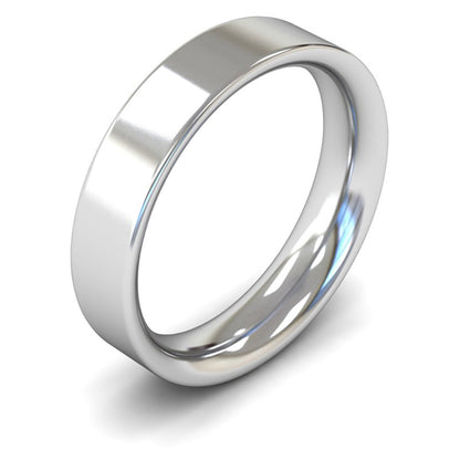 18ct White Gold 5mm Heavy Weight Flat Court Wedding Ring
