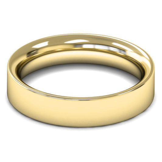 18ct Yellow Gold 5mm Heavy Weight Flat Court Wedding Ring