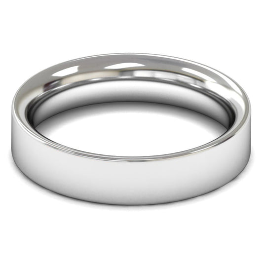 9ct White Fairtrade Gold 5mm Heavy Weight Flat Court Wedding Ring