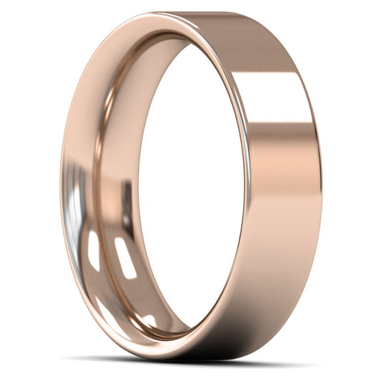 14ct Rose Fairtrade Gold 6mm Heavy Weight Flat Court Wedding Ring