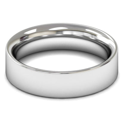 14ct White Gold 6mm Heavy Weight Flat Court Wedding Ring