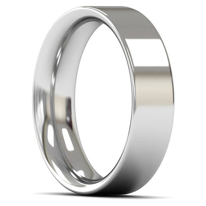 18ct White Gold 6mm Heavy Weight Flat Court Wedding Ring