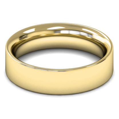 18ct Yellow Gold 6mm Heavy Weight Flat Court Wedding Ring