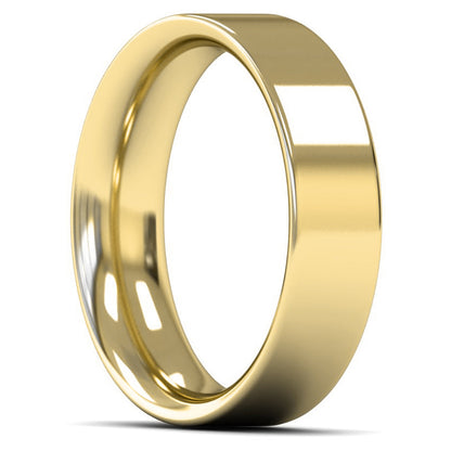 18ct Yellow Gold 6mm Heavy Weight Flat Court Wedding Ring