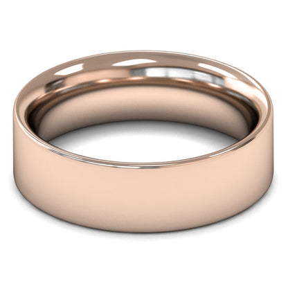 18ct Rose Gold 7mm Heavy Weight Flat Court Wedding Ring