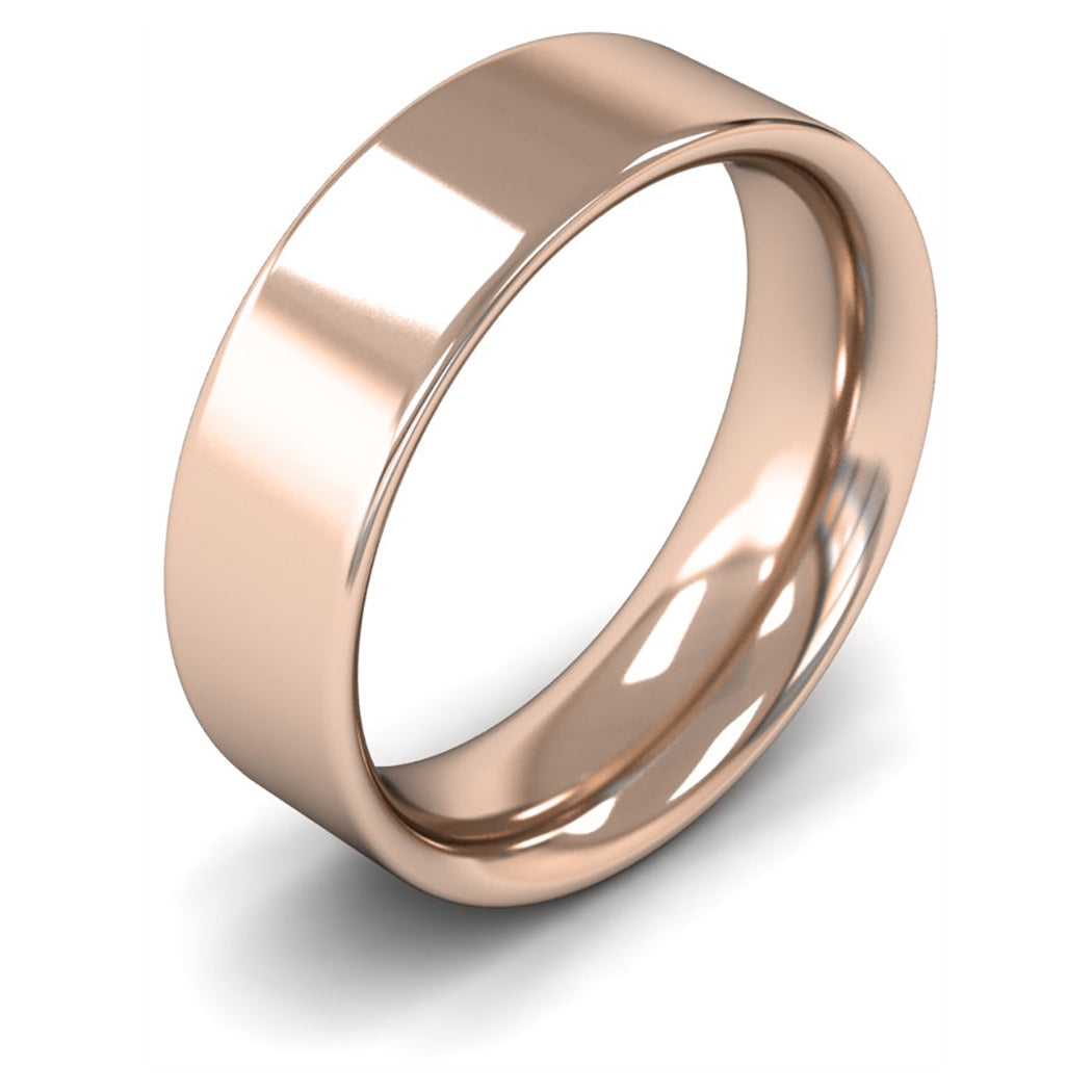 18ct Rose Gold 7mm Heavy Weight Flat Court Wedding Ring