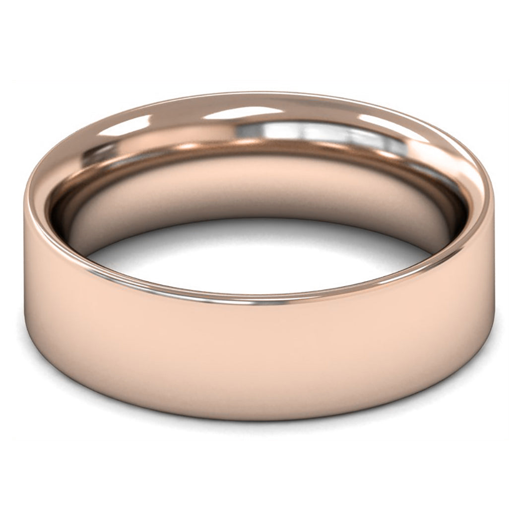 9ct Rose Gold 7mm Heavy Weight Flat Court Wedding Ring