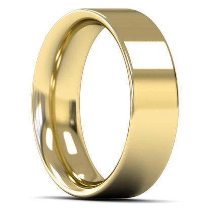 9ct Yellow Gold 7mm Heavy Weight Flat Court Wedding Ring