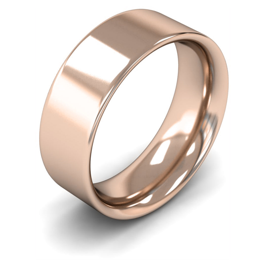 14ct Rose Fairtrade Gold 8mm Heavy Weight Flat Court Wedding Ring