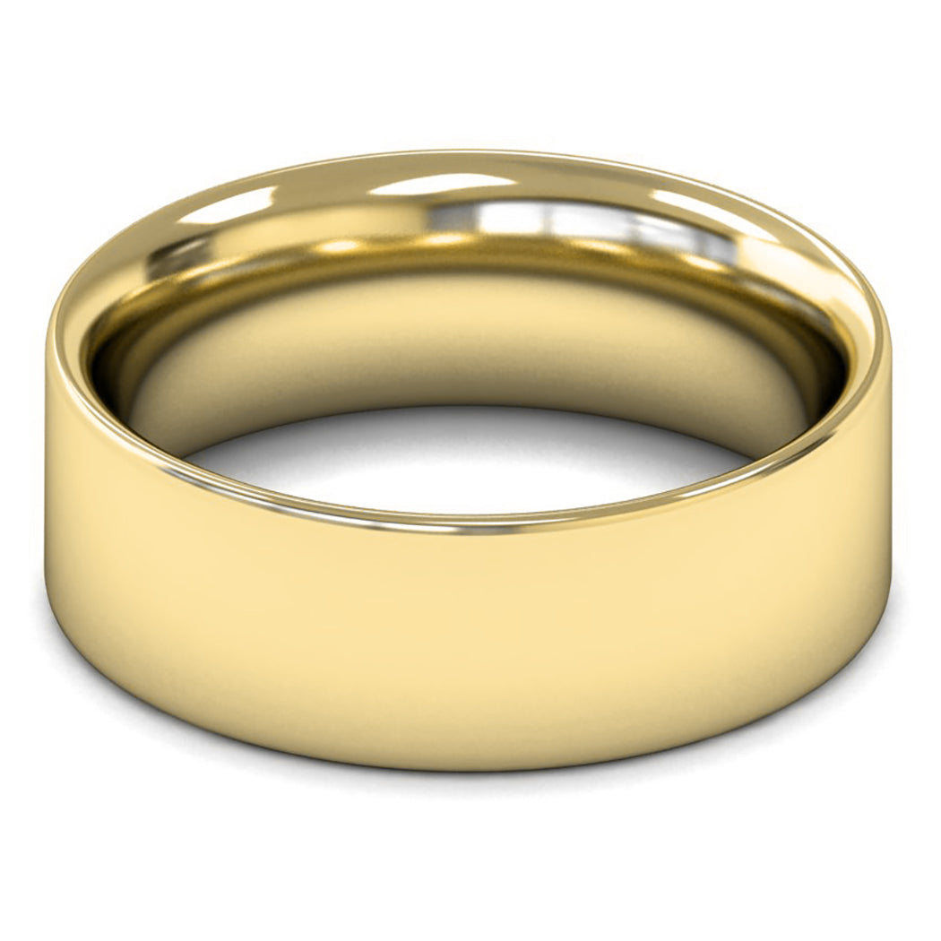 14ct Yellow Fairtrade Gold 8mm Heavy Weight Flat Court Wedding Ring