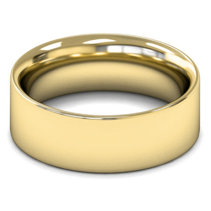 18ct Yellow Gold 8mm Heavy Weight Flat Court Wedding Ring