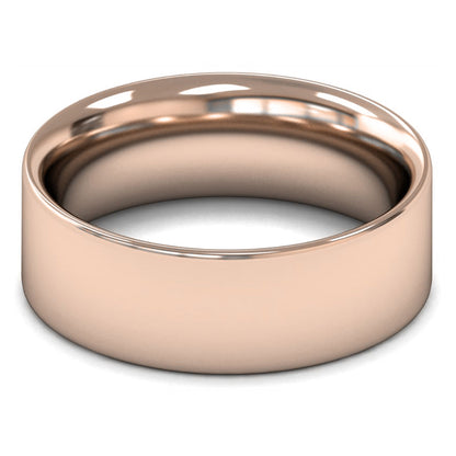 9ct Rose Gold 8mm Heavy Weight Flat Court Wedding Ring