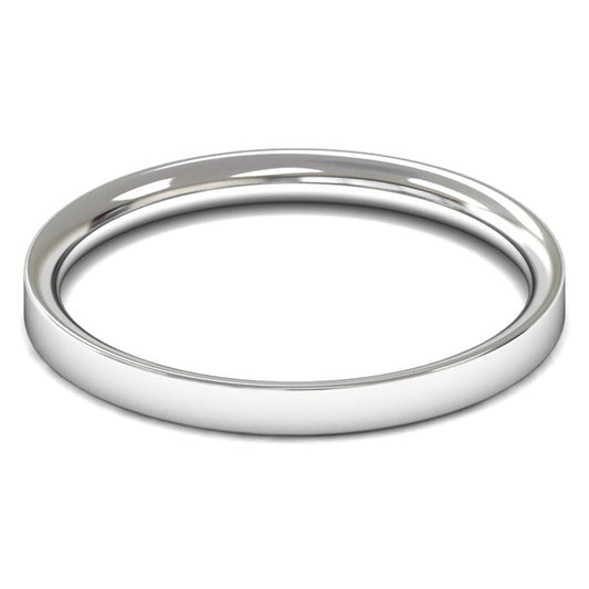 14ct White Gold 2mm Light Weight Flat Court Wedding Ring