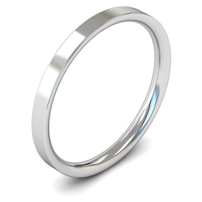 14ct White Fairtrade Gold 2mm Light Weight Flat Court Wedding Ring